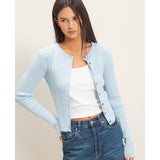MEET IN THE MIDDLE BLUE LIGHTWEIGHT KNIT CARDIGAN