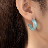 CLARETTE BLUE IRIDESCENT HOOP EARRINGS