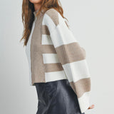 ALWAYS THINK ABOUT YA COLOR BLOCK SWEATER