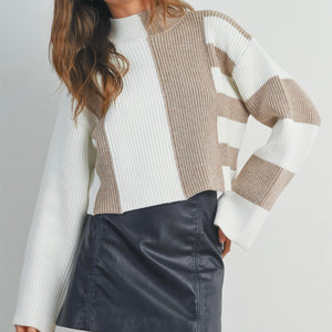 ALWAYS THINK ABOUT YA COLOR BLOCK SWEATER