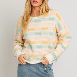 COLOR ME PRETTY KNIT TEXTURED SWEATER