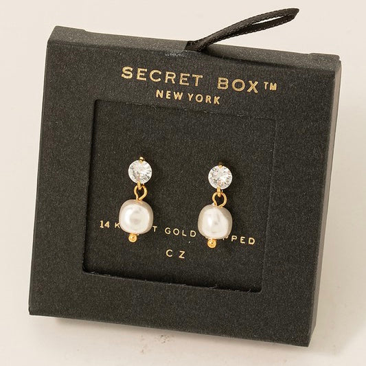 14K GOLD PEARL DROP EARRINGS