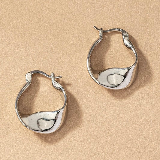 AMIRI SILVER TWISTED HOOP EARRINGS