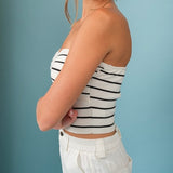 SUMMER LOVER BLACK AND WHITE KNIT TUBE TOP