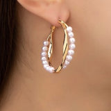EMMELINE GOLD PEARL WRAPPED HOOP EARRINGS