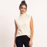 BUSINESS HOURS WHITE TURTLENECK KNIT TOP