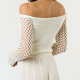 ITS COVERED WHITE CROCHET LONG SLEEVE TOP