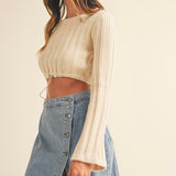 TIED TO YOU CREAM CROPPED SWEATER