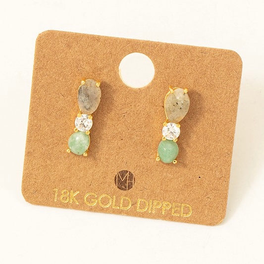 18K GOLD GREEN STUD EARRINGS