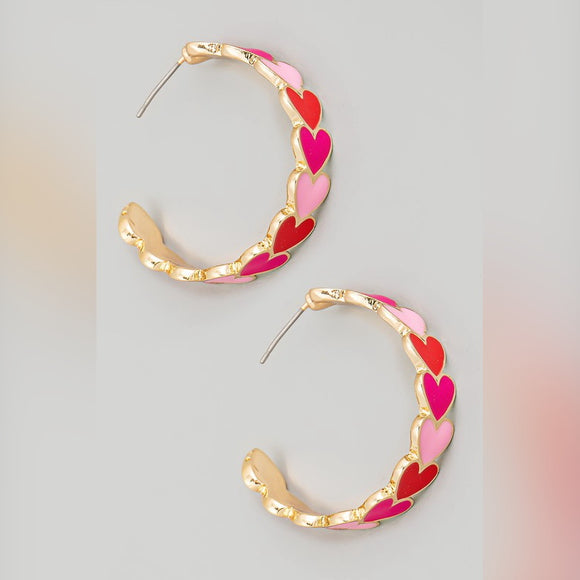 KAYA HEART STUD HOOP EARRINGS