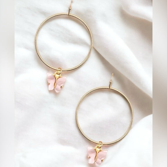 ERYN PINK BUTTERFLY DROP EARRINGS