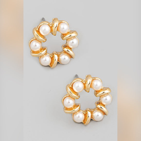 IDELLE GOLD PEARL STUD EARRINGS