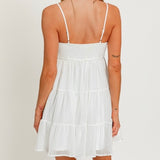WAITING FOR YOU WHITE TIERED MINI DRESS