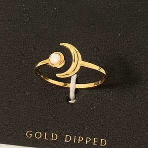 GOLD DIPPED OPAL MOON RING