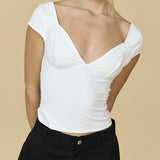 LIKE THAT WHITE V NECK TOP