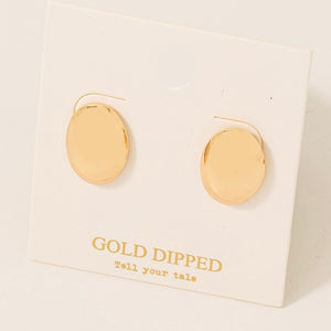 GOLD DIPPED OVAL STUD EARRINGS