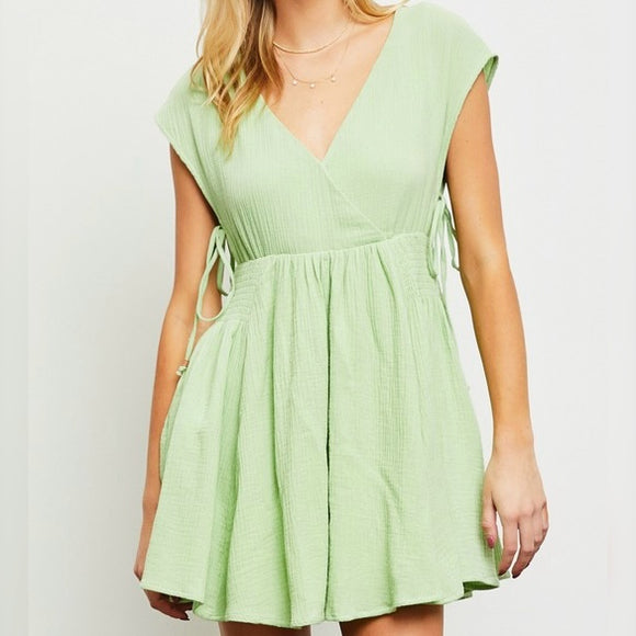 KEY LIME SHORT SLEEVE MINI DRESS