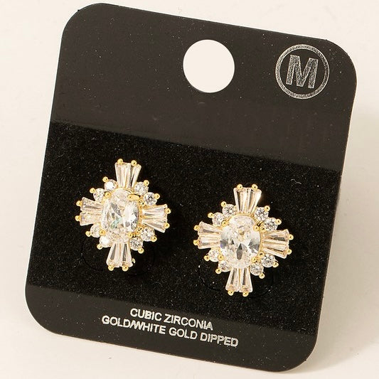 GOLD DIPPED RHINESTONE STUD EARRINGS