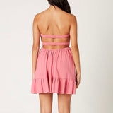 DOUBLE TAKE PINK STRAPLESS ROMPER