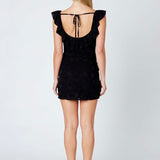 GIVE ME LOVE BLACK LACE RUFFLE MINI DRESS