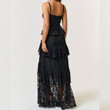 COCKTAIL HOUR BLACK TIERED MAXI DRESS