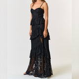 COCKTAIL HOUR BLACK TIERED MAXI DRESS