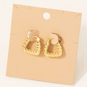 CALANTHIA GOLD TWISTED GEOMETRIC HOOP EARRINGS