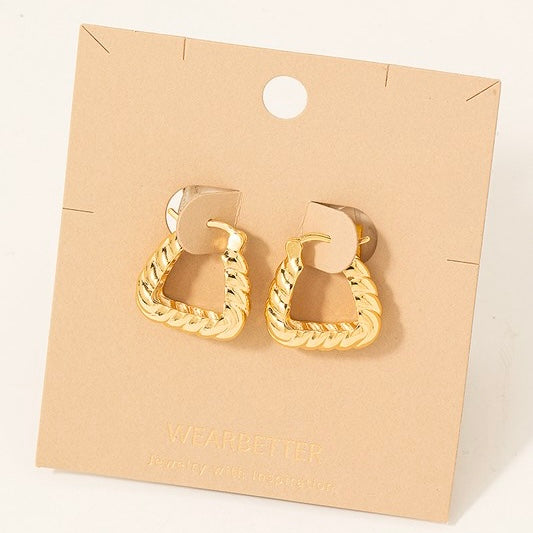 CALANTHIA GOLD TWISTED GEOMETRIC HOOP EARRINGS