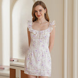 LILAC FLORAL MINI DRESS