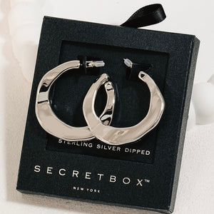STERLING SILVER HAMMERED HOOP EARRINGS