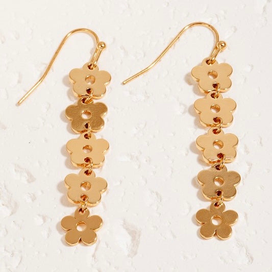 SAVANNA GOLD FLOWER DANGLE EARRINGS