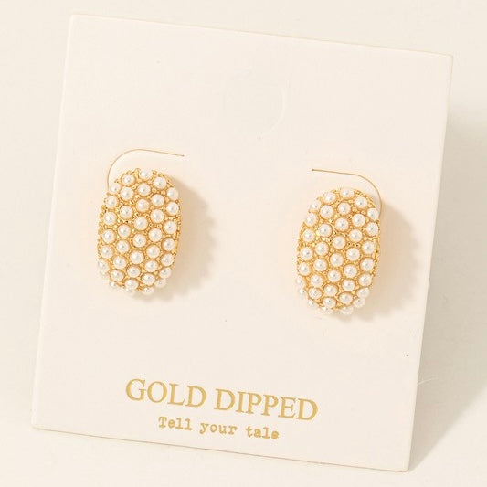 GOLD DIPPED PEARL STUD EARRINGS