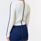 OUTSIDE THE LINES CONTRAST KNIT TOP