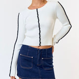 OUTSIDE THE LINES CONTRAST KNIT TOP