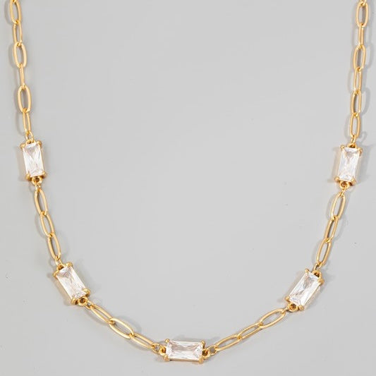 ADAN BAGUETTE RHINESTONE NECKLACE