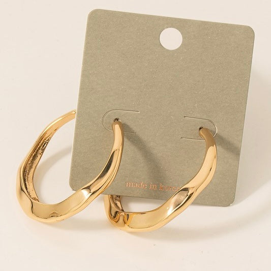 WHITNEY GOLD WARPED HOOP EARRINGS