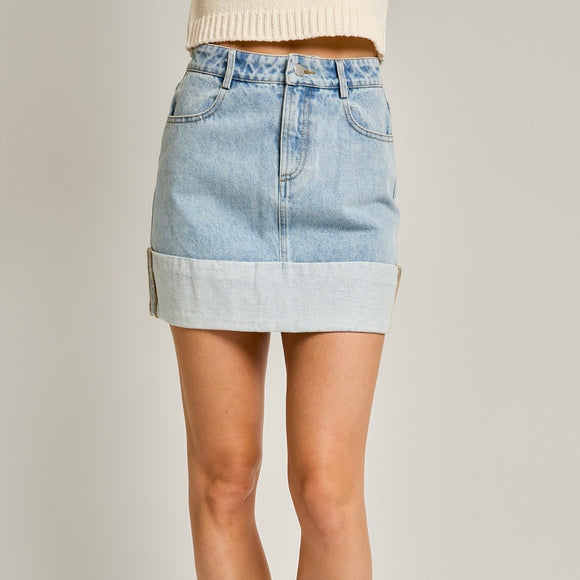 CUFFING SEASON DENIM MINI SKIRT