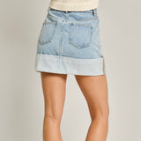 CUFFING SEASON DENIM MINI SKIRT