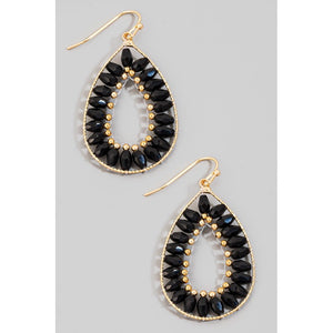 JILLIAN BLACK BEADED DROP EARRINGS
