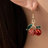 RHINESTONE CHERRY DROP EARRINGS