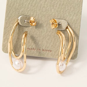KASEY GOLD PEARL MELTING HOOP EARRINGS