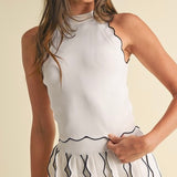 ON THE EDGE WHITE MOCK NECK TOP