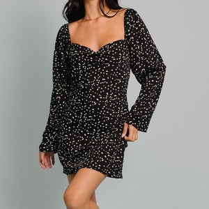 IVE BEEN SPOTTED LONG SLEEVE MINI DRESS