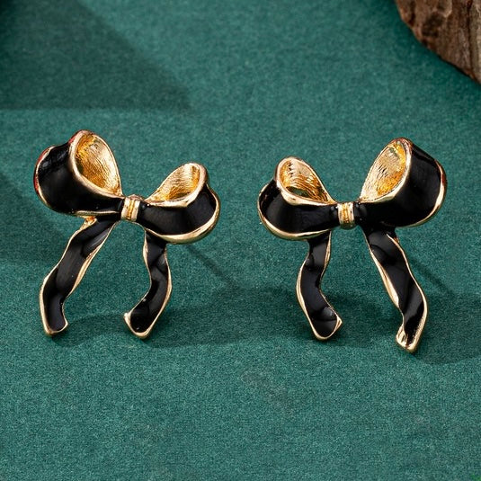 BEATRICE BLACK BOW EARRINGS