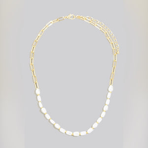 VESPER PEARL PAPER CLIP CHAIN NECKLACE