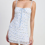 UP IN THE SKY BLUE FLORAL MINI DRESS