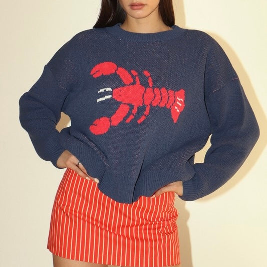 OFF THE COAST NAVY LOBSTER SWEATER