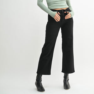 JUST USA BLACK SLIM WIDE LEG DENIM JEANS