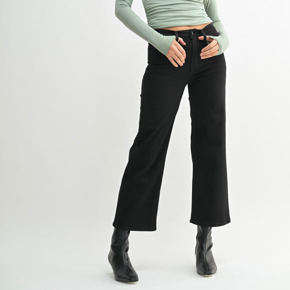 JUST USA BLACK SLIM WIDE LEG DENIM JEANS