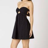 SOUL SEEKER BLACK EYELET STRAPLESS DRESS